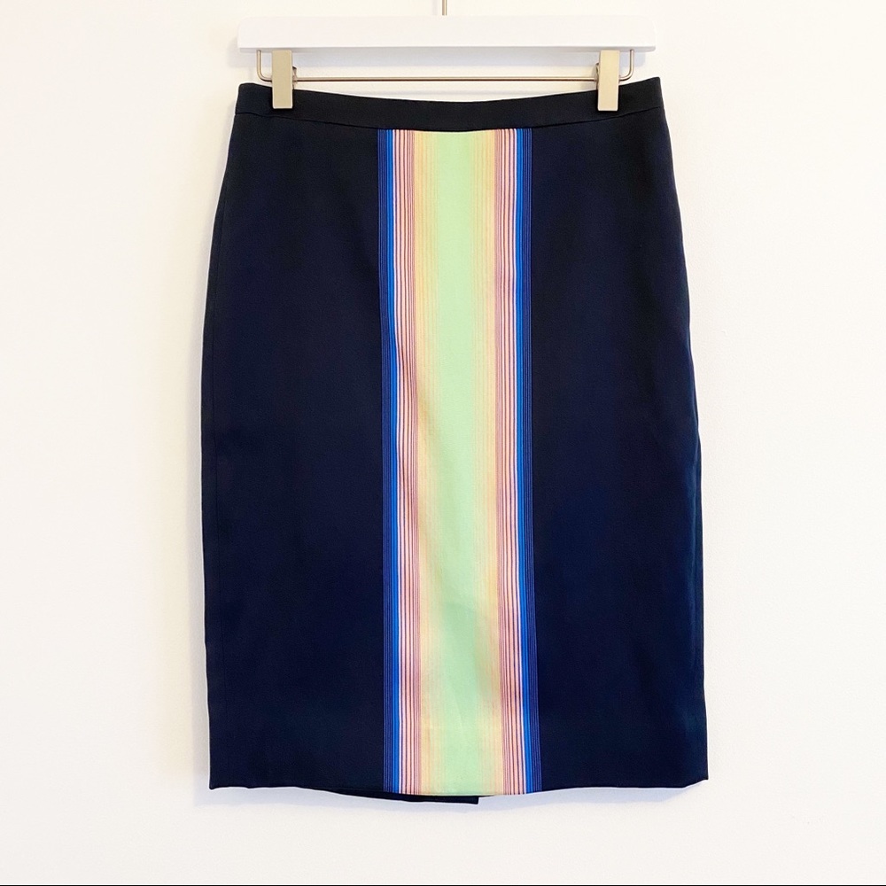 J Crew Collection Surf Stripe Pencil Skirt Navy 0
